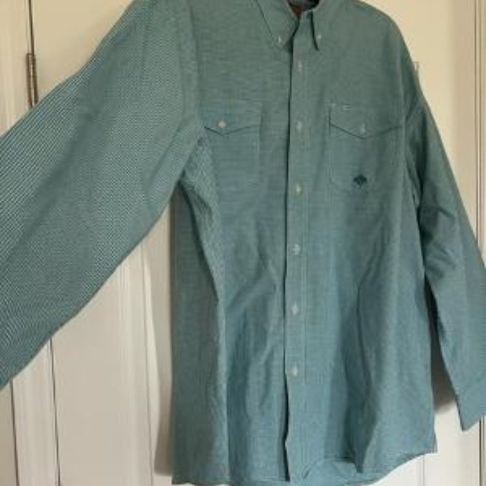 Men's long sleeved cotton shirt green plaid Roper 3xl